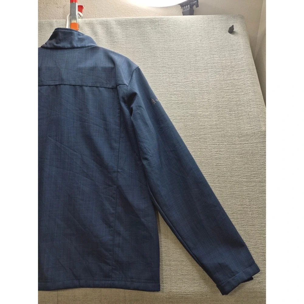 Eddie Bauer Shaded Crosshatch Soft Shell Jacket Mens Large Blue Fleece Lined